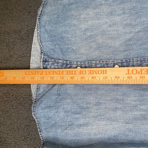 J Crew Shirt Womens 2 Blue Selvedge Pearl Snap Western Cowgirl Denim - Picture 9 of 13